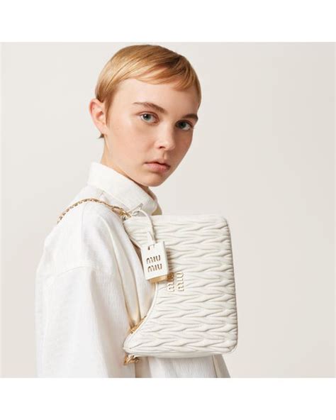 White Matelassé Nappa Leather Shoulder Bag 